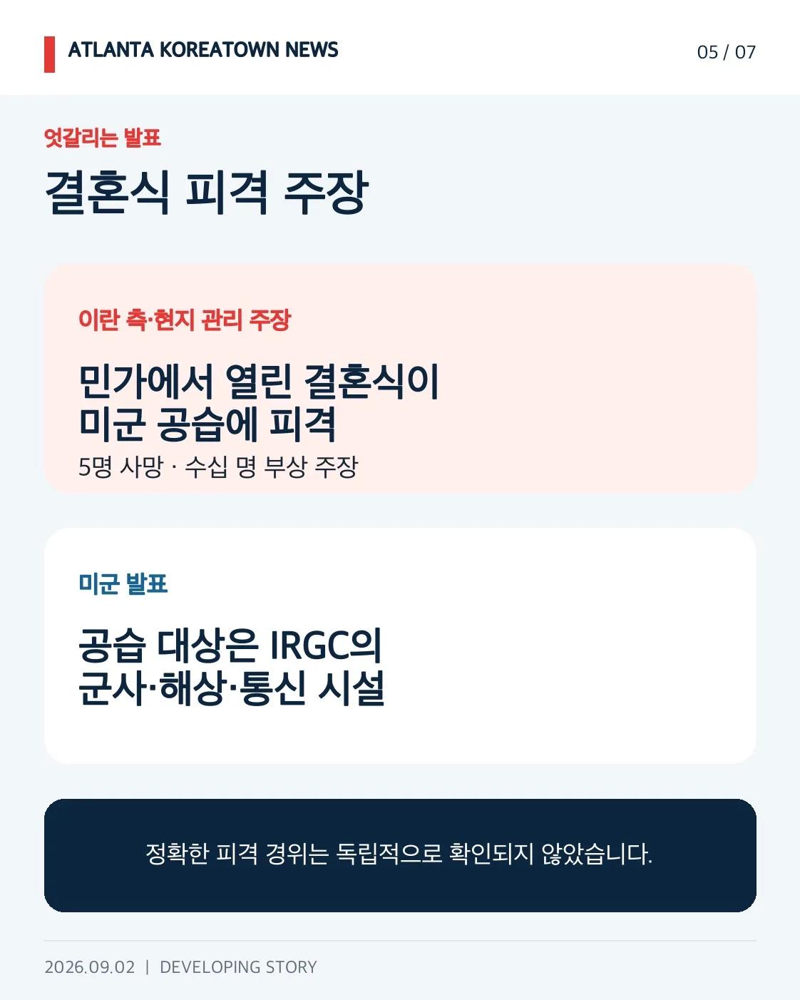 미국, 이란 공습…이란은 걸프 지역 미사일·드론 공격으로 보복 5/7
